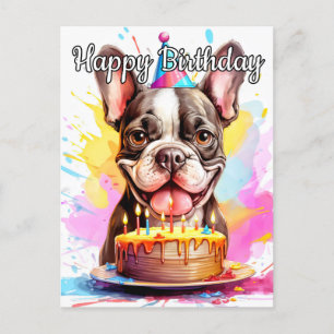 Playful Little Puppy Happy Birthday Postcard