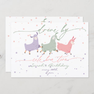 Playful Llama Surprise Birthday Celebration Parade Invitation