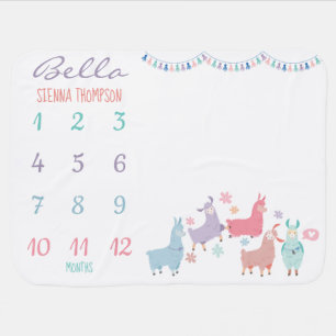 Playful Llamas Baby Monthly Milestone Blanket