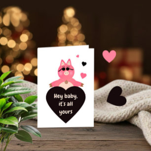 Playful Love Card with Cool Pig