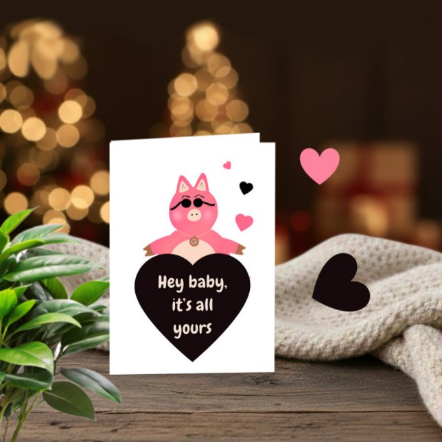 Playful Love Card with Cool Pig (Creator Uploaded)