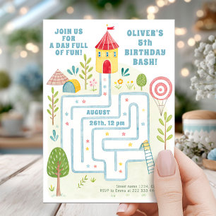 Playful Maze Castle Birthday Party Invitation
