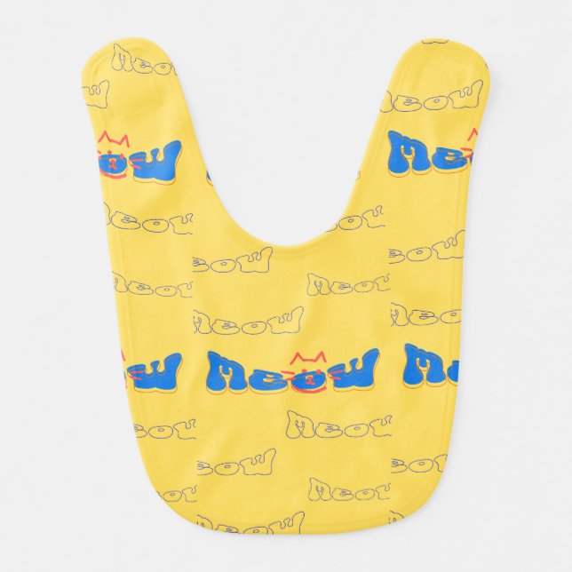 Playful Meow Pattern Baby Bib (Front)