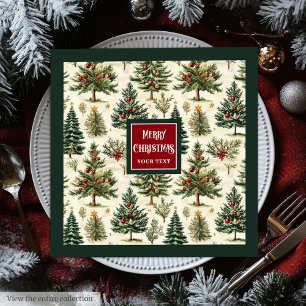 Playful Merry Christmas typography red green Paper Dinner Napkins