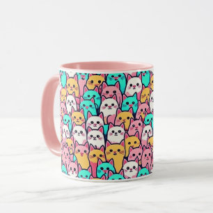 Playful Minimalist Cats in Multi-Colored Pastels Mug