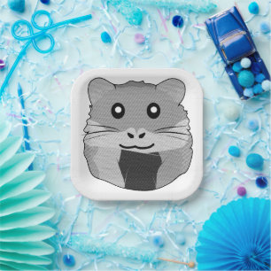 Playful Minimalist Hamster Paper Plates