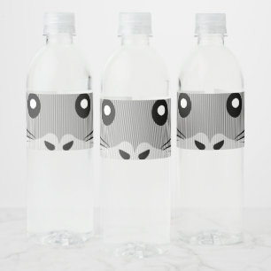 Playful Minimalist Hamster Water Bottle Label