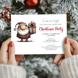 Playful Minimalist Santa Christmas Party Invites