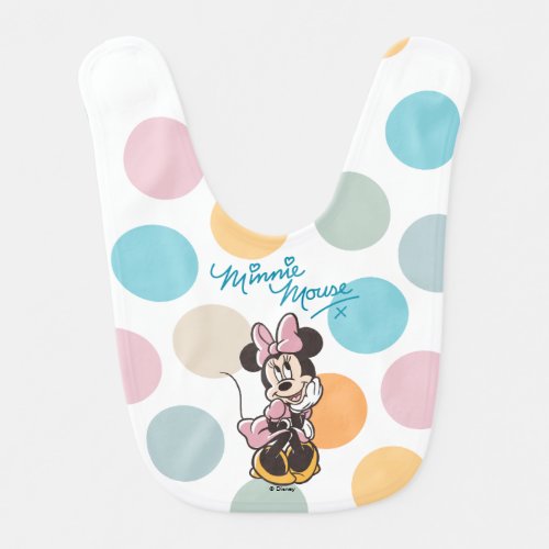 Playful Minnie Mouse Polka Dot Daydream Baby Bib