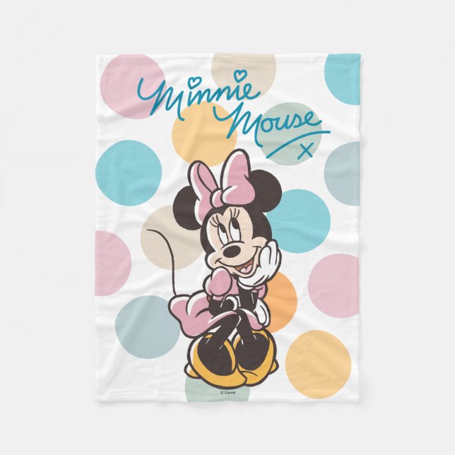 Playful Minnie Mouse Polka Dot Daydream Fleece Blanket (Front)