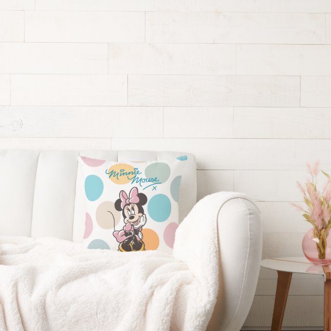Playful Minnie Mouse Polka Dot Daydream Throw Pillow (Couch)