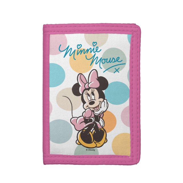 Playful Minnie Mouse Polka Dot Daydream Trifold Wallet (Front Vertical)
