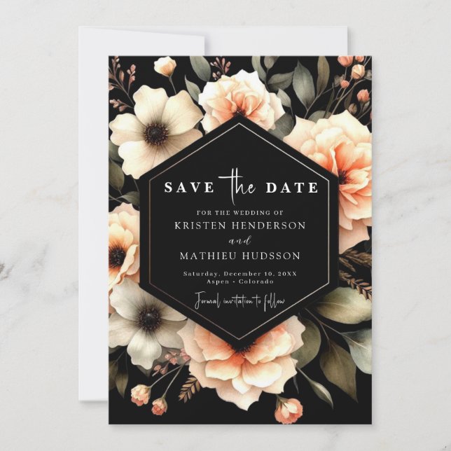  Playful Modern Peach Wedding Save The Date (Front)