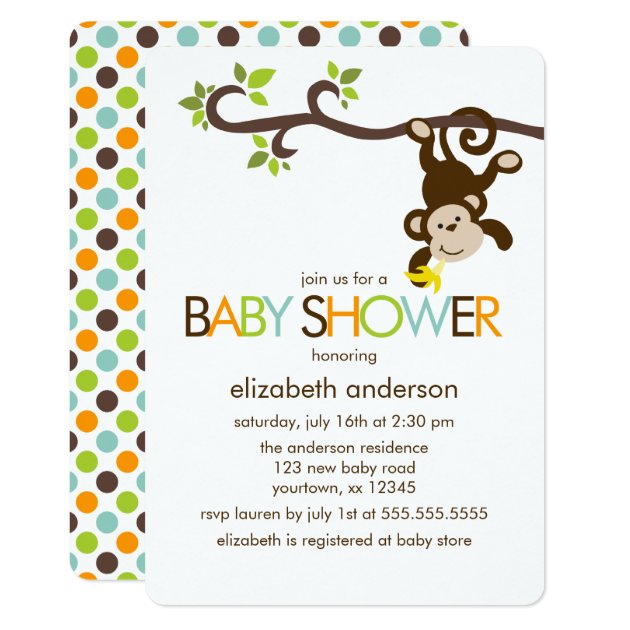Playful Monkey Baby Shower Invitation