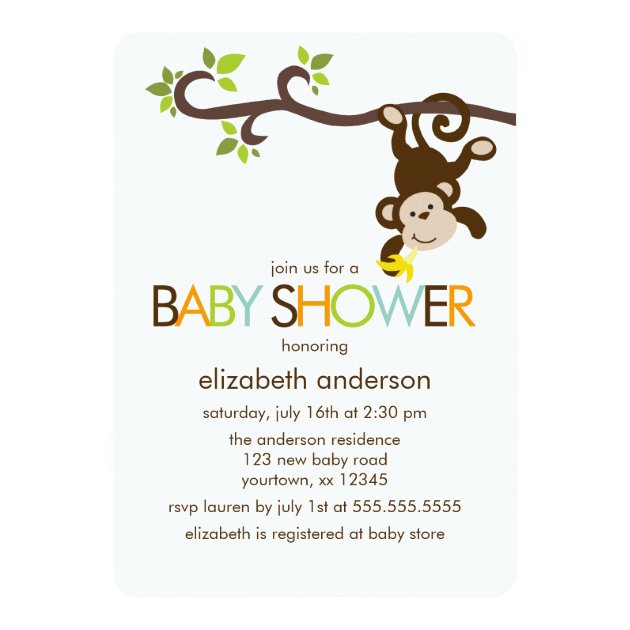 Playful Monkey Baby Shower Invitation