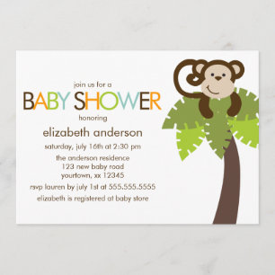 Playful Monkey Baby Shower Invitation