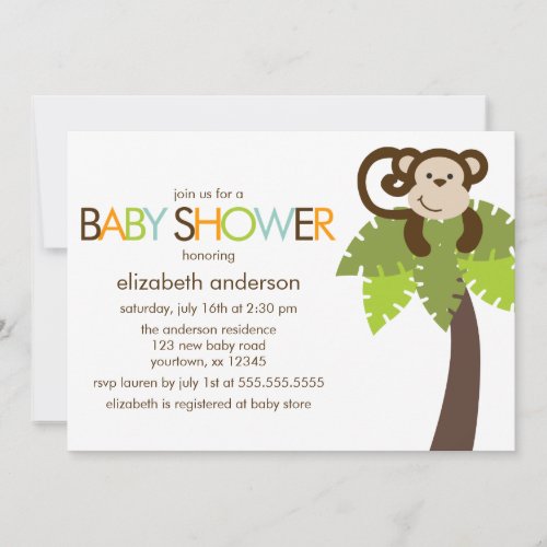 Playful Monkey Baby Shower Invitation
