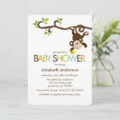 Playful Monkey Baby Shower Invitation (Standing Front)