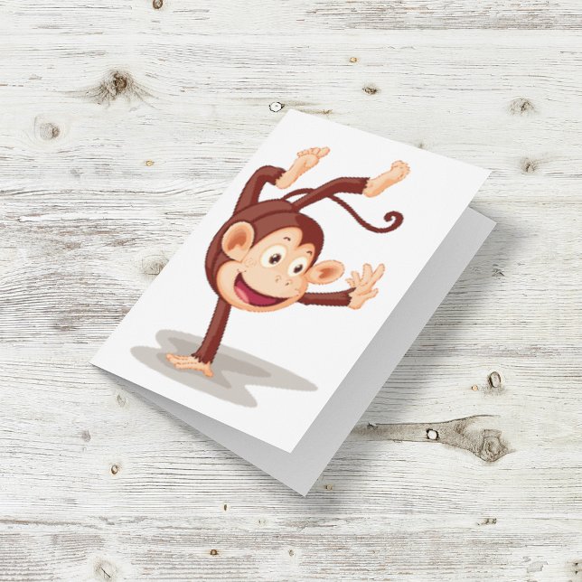 Playful Monkey Doing a Handstand Cute Animal Card (Creator Uploaded)