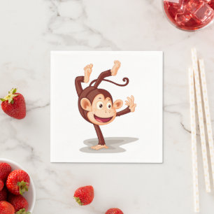 Playful Monkey Doing a Handstand Cute Animal Napkins