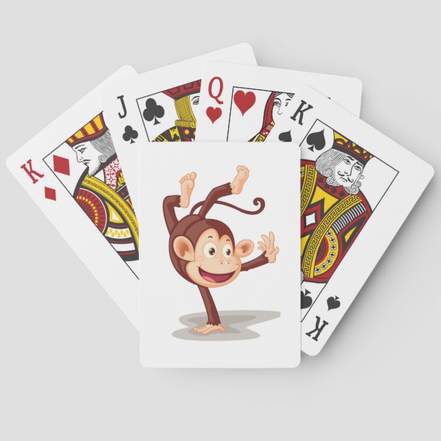 Playful Monkey Doing a Handstand Cute Animal Poker Cards (Back)