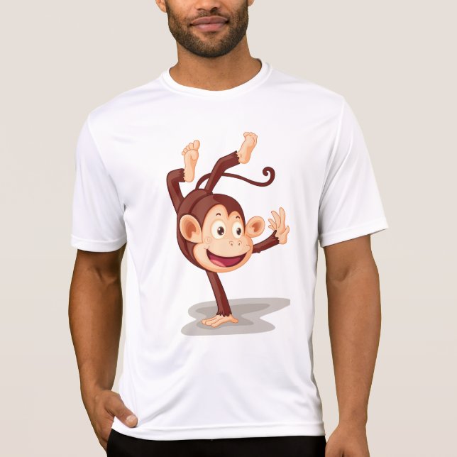 Playful Monkey Doing a Handstand Cute Animal T-Shirt (Front)