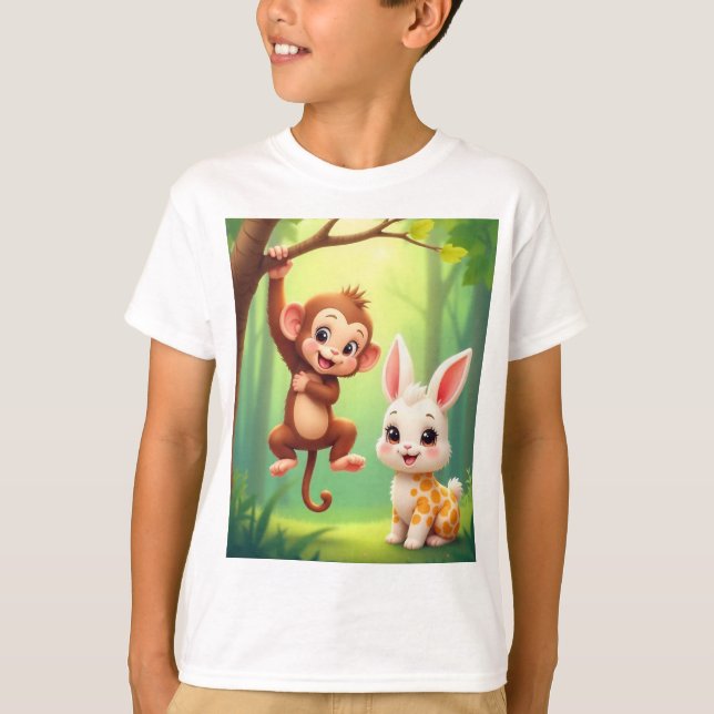 Playful Monkey Kids' T-Shirt (Front)