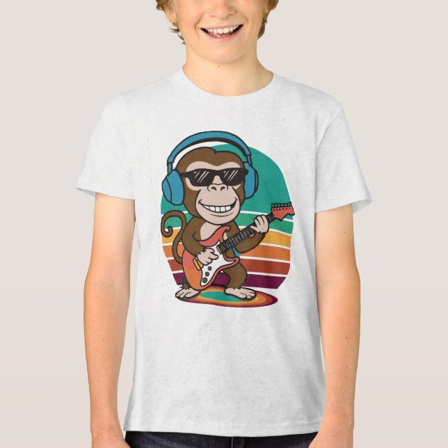 playful monkey rocks Tri-Blend shirt (Front)