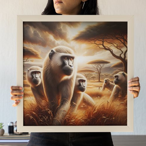 Playful Monkeys Frolicking Poster