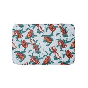 Playful Monkeys Pattern of The White Lotus Bath Mat