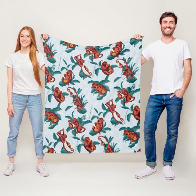 Playful Monkeys Pattern of The White Lotus Fleece Blanket (In Situ)