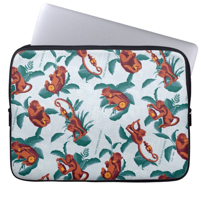 Playful Monkeys Pattern of The White Lotus Laptop Sleeve (Front)