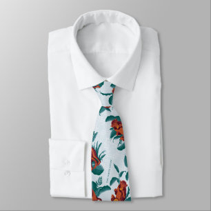 Playful Monkeys Pattern of The White Lotus Neck Tie