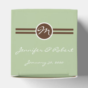 Playful Monogram in Sage Green and Brown Favor Box
