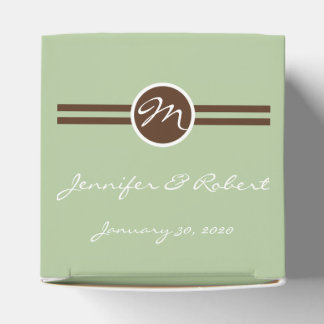 Playful Monogram in Sage Green and Brown Favor Box