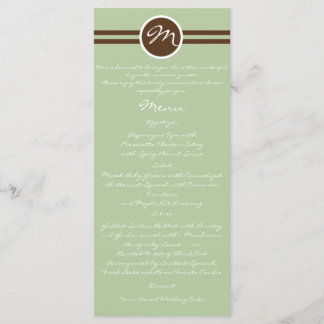 Playful Monogram in Sage Green Brown Wedding Menu