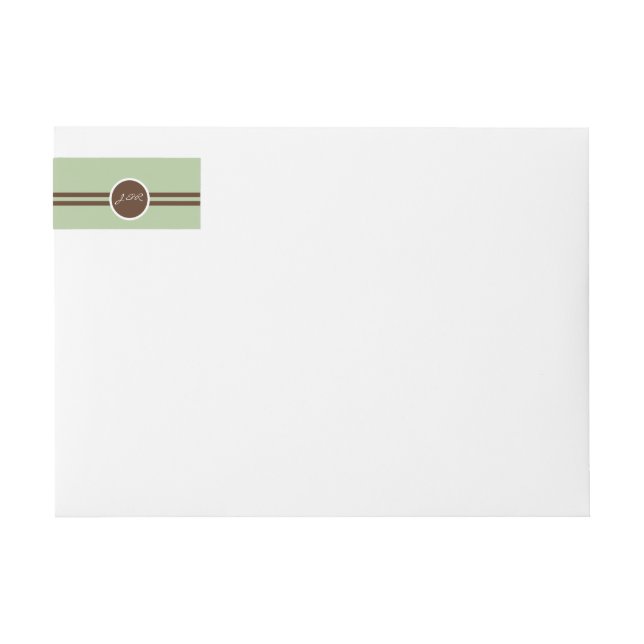 Playful Monogram Sage Green and Brown Wrap Around Label (Front)