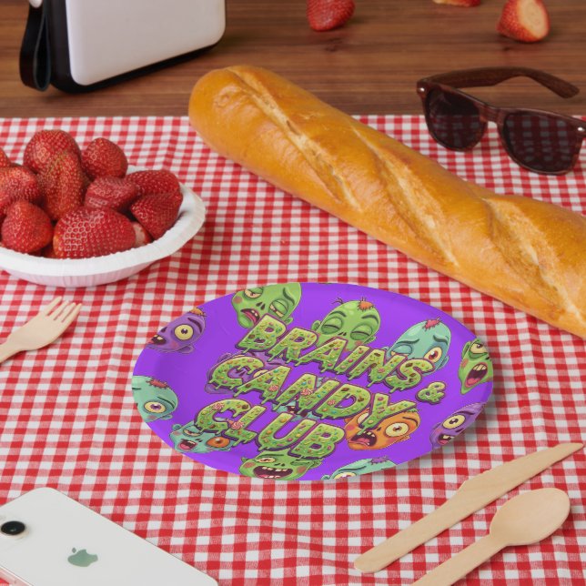 Playful Monsters Zombies For Halloween Paper Plates (Picnic)