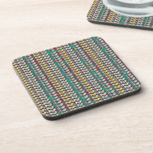 Playful Mosaic Abstract Pattern Design 1306 Beverage Coaster (Left Side)