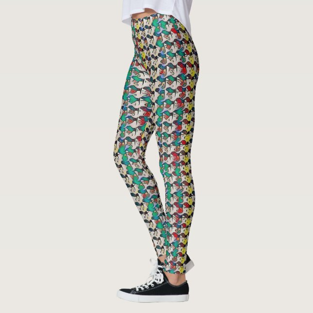 Playful Mosaic Abstract Pattern Design 1306 Leggings (Left)