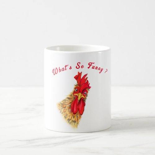 Playful Mug Gift Surprised Rooster _ Custom Text