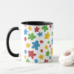 Playful Multi-Colored Meeple Gamer Mug
