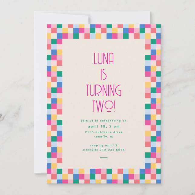 Playful Multicolor Blocks Birthday Party Invitation (Front)