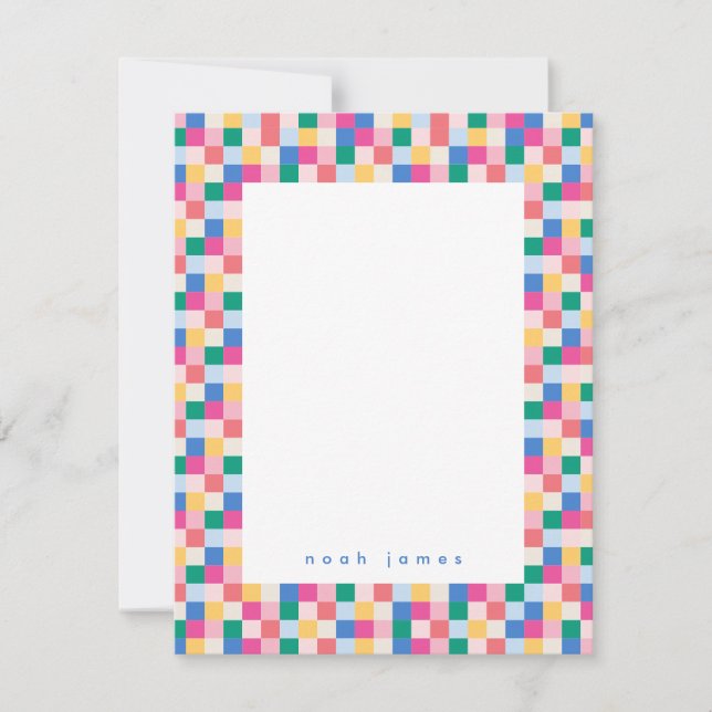 Playful Multicolor Blocks Frame Note Card (Front)