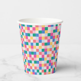 Playful Multicolor Blocks Paper Cups