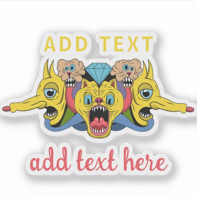 playful multicolor cartoon psychedelic creature sticker (Front)