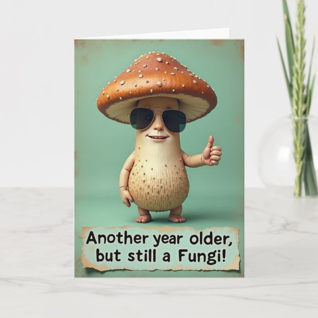 Playful Mushroom Birthday Card (Front)