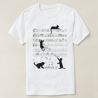 Playful Music Cats Funny Musical Notes Pet Lover T-Shirt