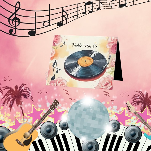 playful musical floral watercolor table number (Creator Uploaded)