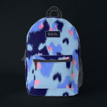 Playful navy and blue and pink pattern with name printed backpack<br><div class="desc">Playful navy and blue and pink pattern with name</div>